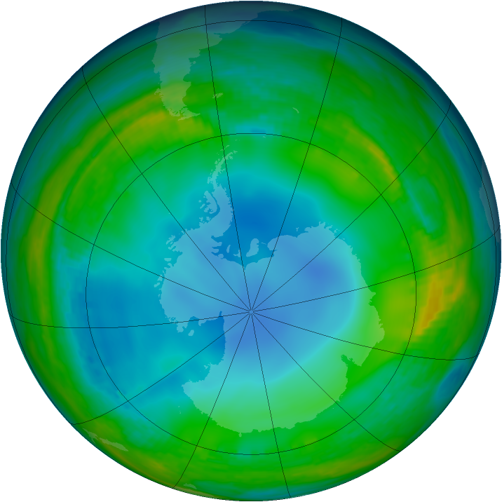 Antarctic ozone map for 23 June 1986
